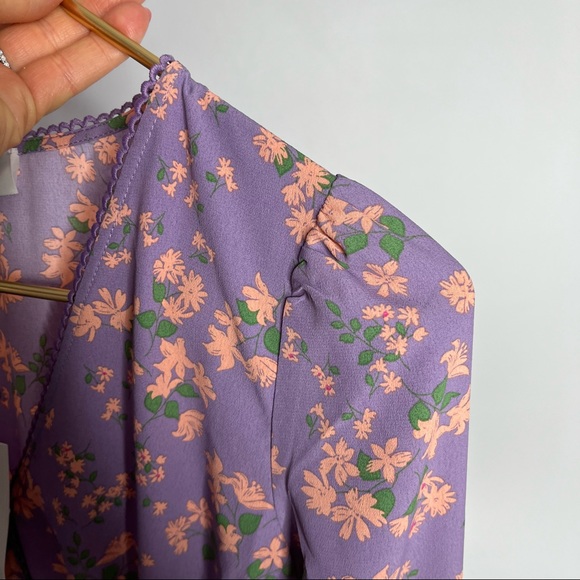NWT WAYF Lavender Floral Boho Long Sleeve Mini Dress Size XS - Picture 8 of 12